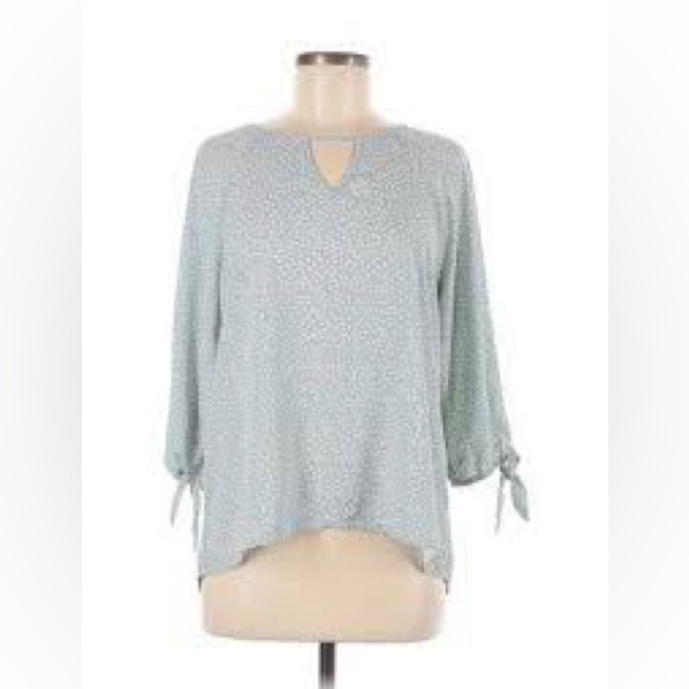 Papermoon Women's Light Blue polkadot Blouse with Tie 3/4 th Sleeves